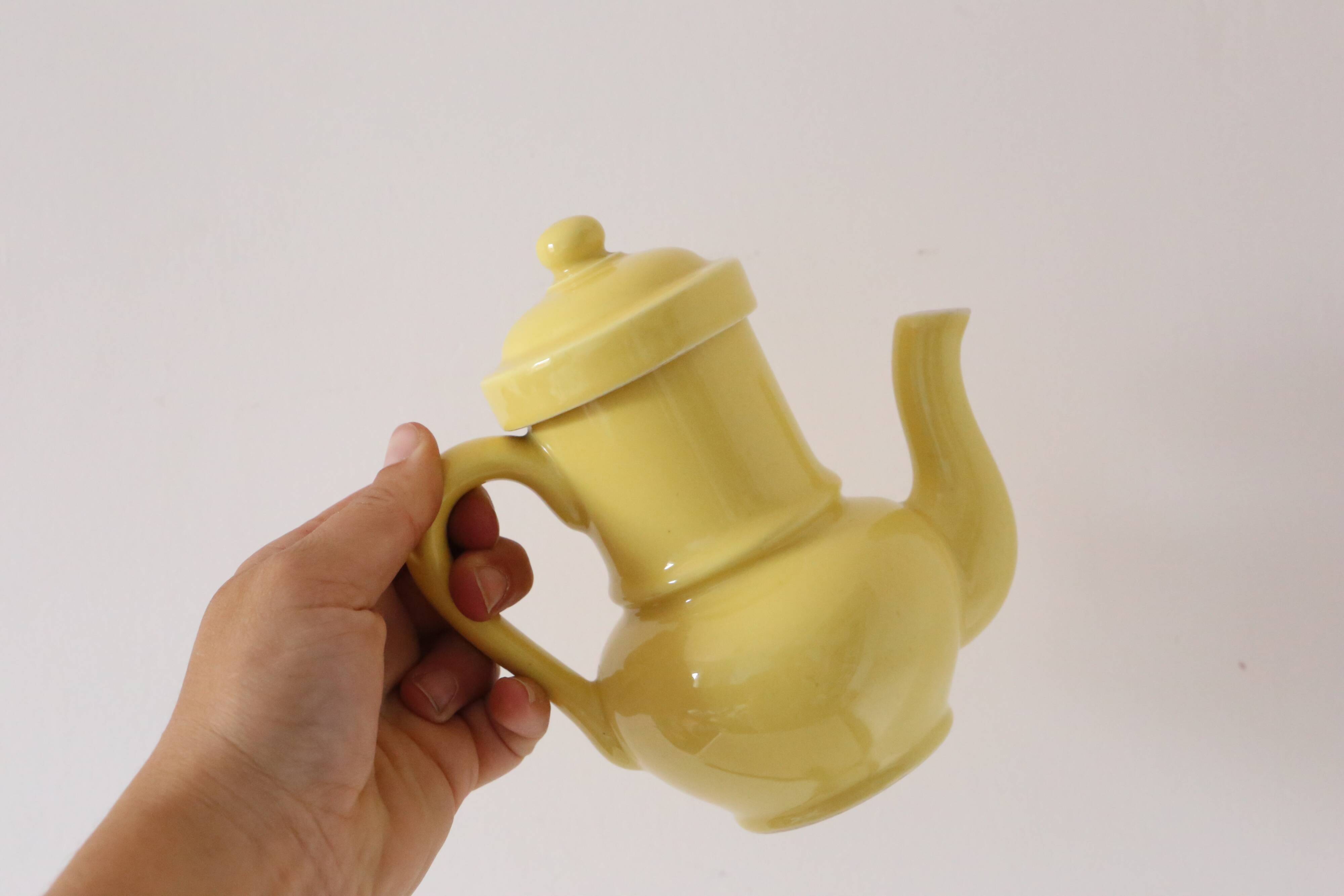 Yellow, france, vintage teapot