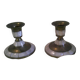 Pair of brass and mother-of-pearl candlesticks