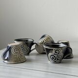 5 GMS Roscoff stoneware cups and saucers.