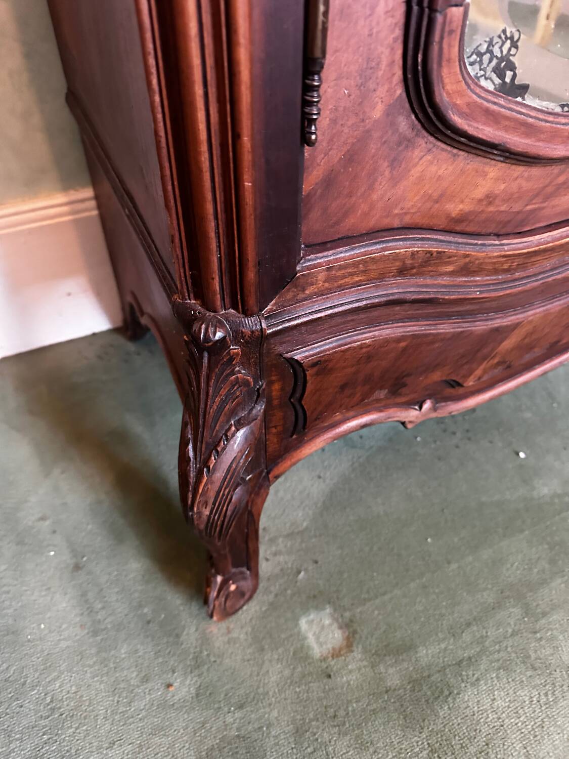 Carved walnut wardrobe – late 19th century Louis XV style