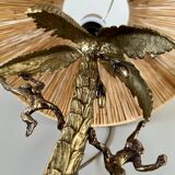 Table lamp gilded bronze palm tree and monkey