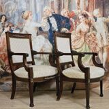 Pair of Empire period armchairs in mahogany, dating from the early 19th century.