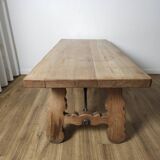 Rustic solid oak table with wrought iron, circa 1950.