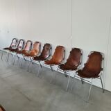 Set of eight mid-century leather dining chairs