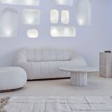 Omega circular coffee table natural travertine - 80cm D