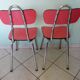 Lot of 2 chairs in red formica with tubing 60s