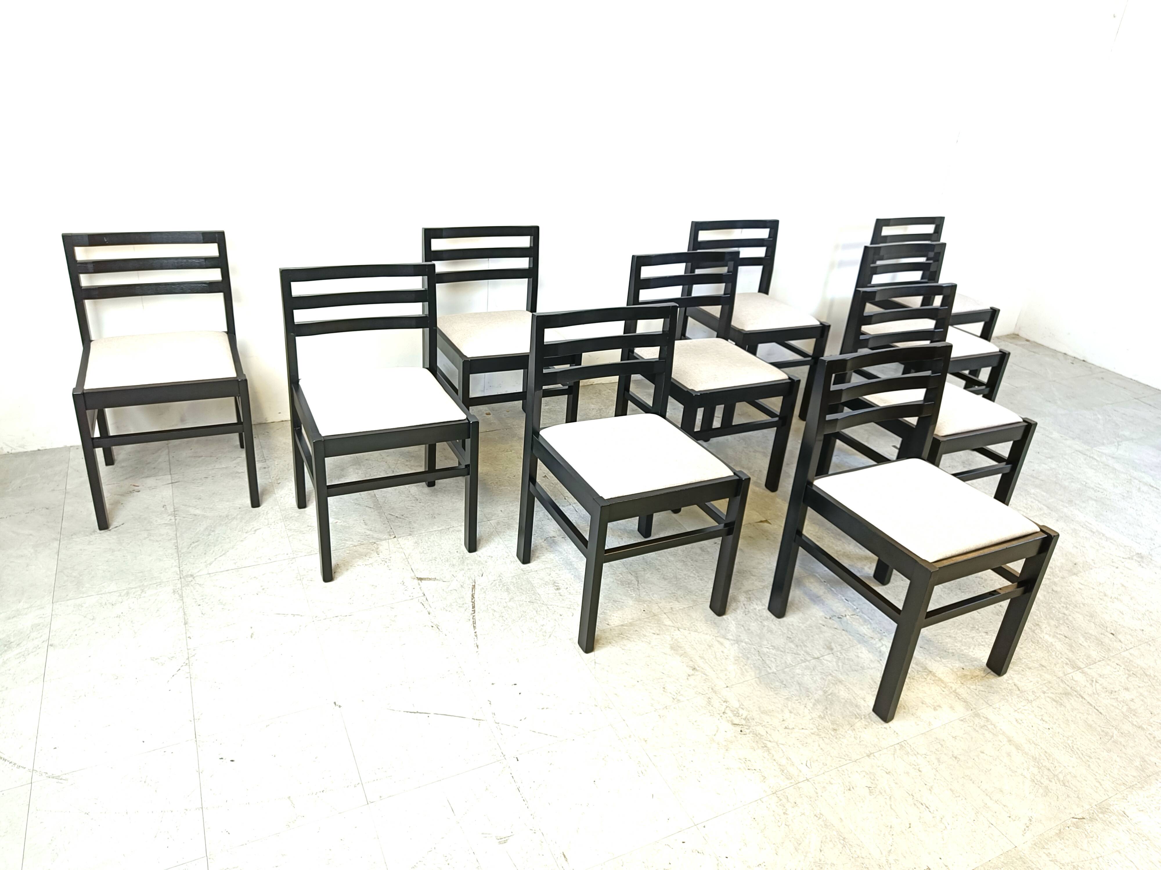 Vintage brutalist dining chairs, set of 10 - 1970s