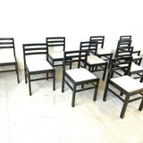 Vintage brutalist dining chairs, set of 10 - 1970s