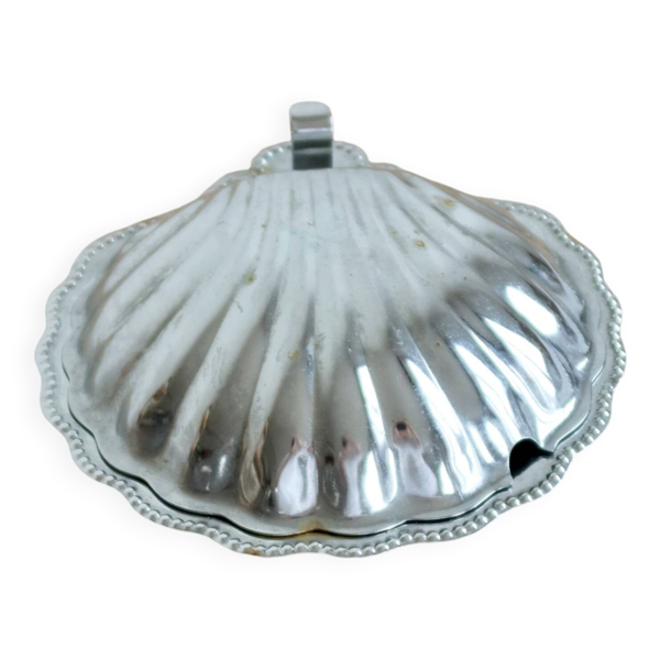 Beurrier coquillage vintage en métal argenté