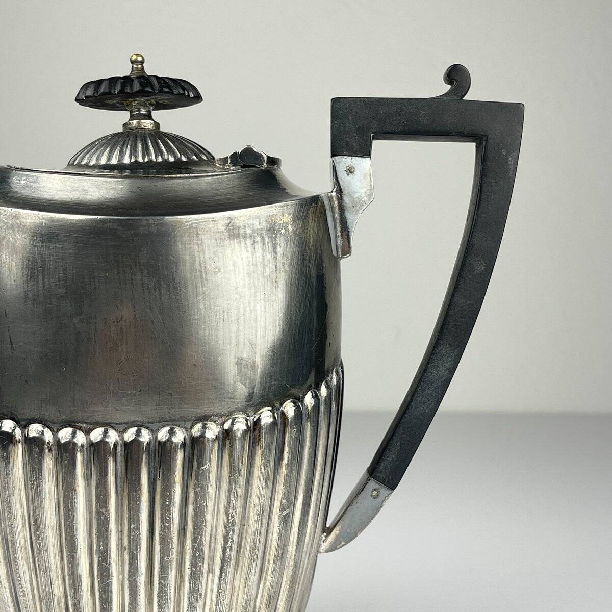 Antique silver-plated coffee pot from Sheffield, 1890s.