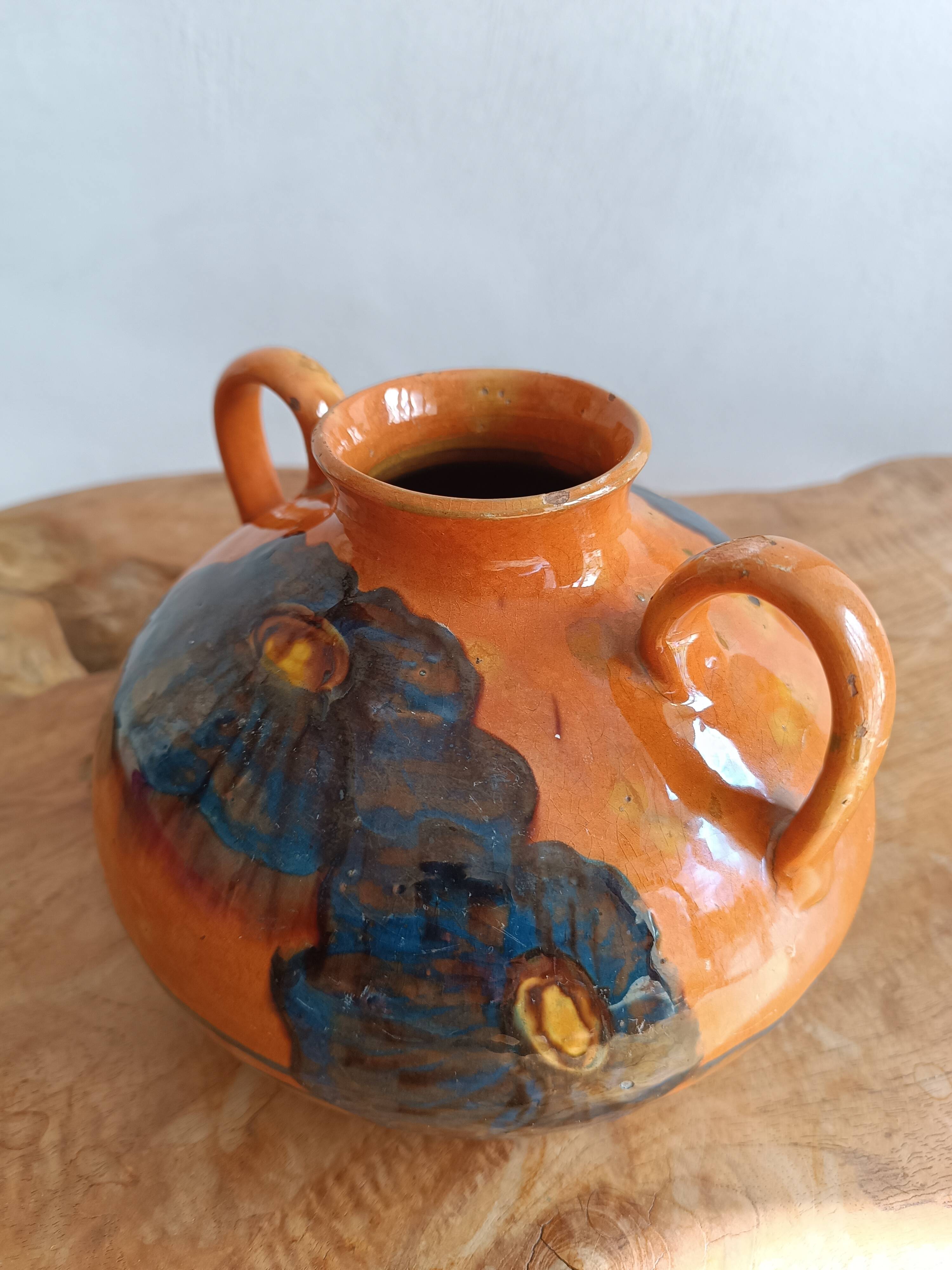 Emile SIMONOD (1893-1977) Glazed ceramic vase with handles Savoie France