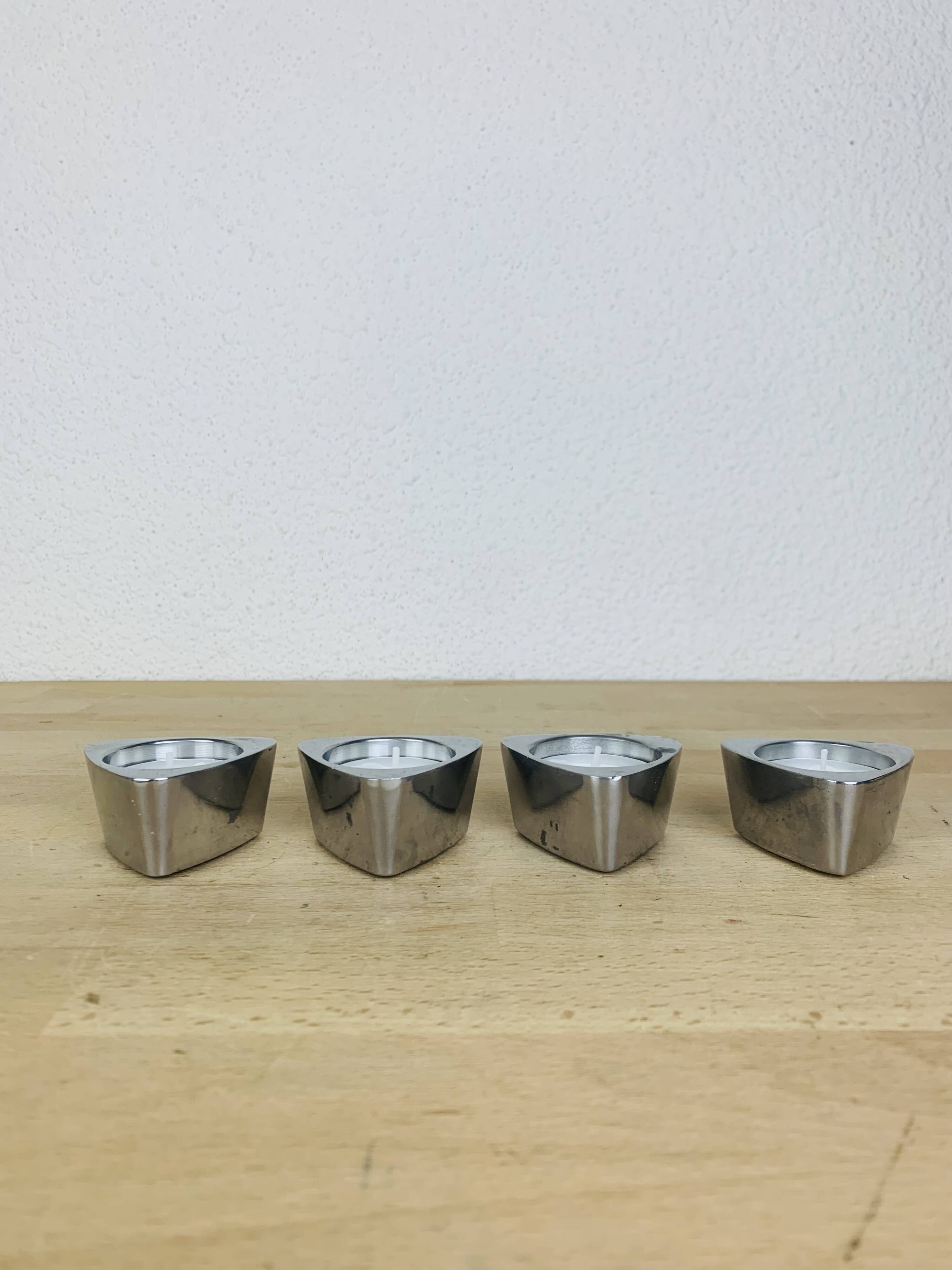 4 aluminum triangle candle holders, Ikea