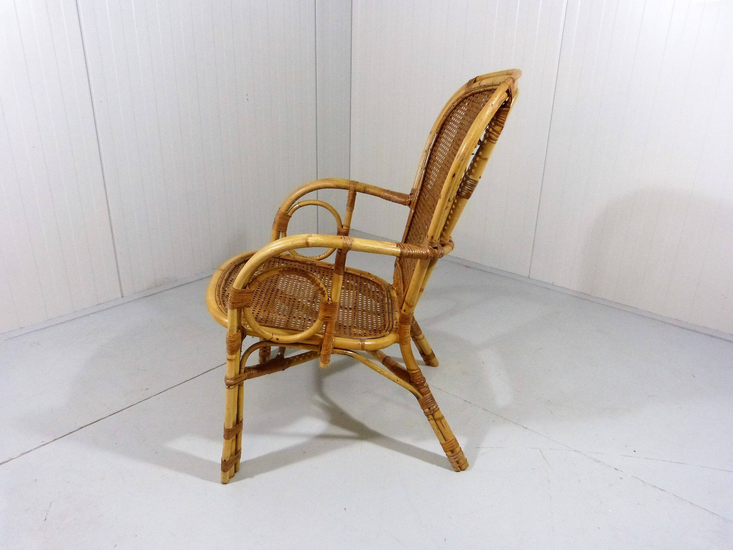 Italian rattan chair 1970's