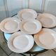Set of 6 flat plates Digoin Sarreguemines pale pink 50s