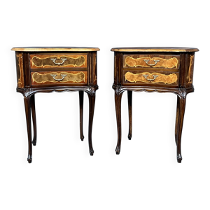 Paire tables chevet - marqueterie