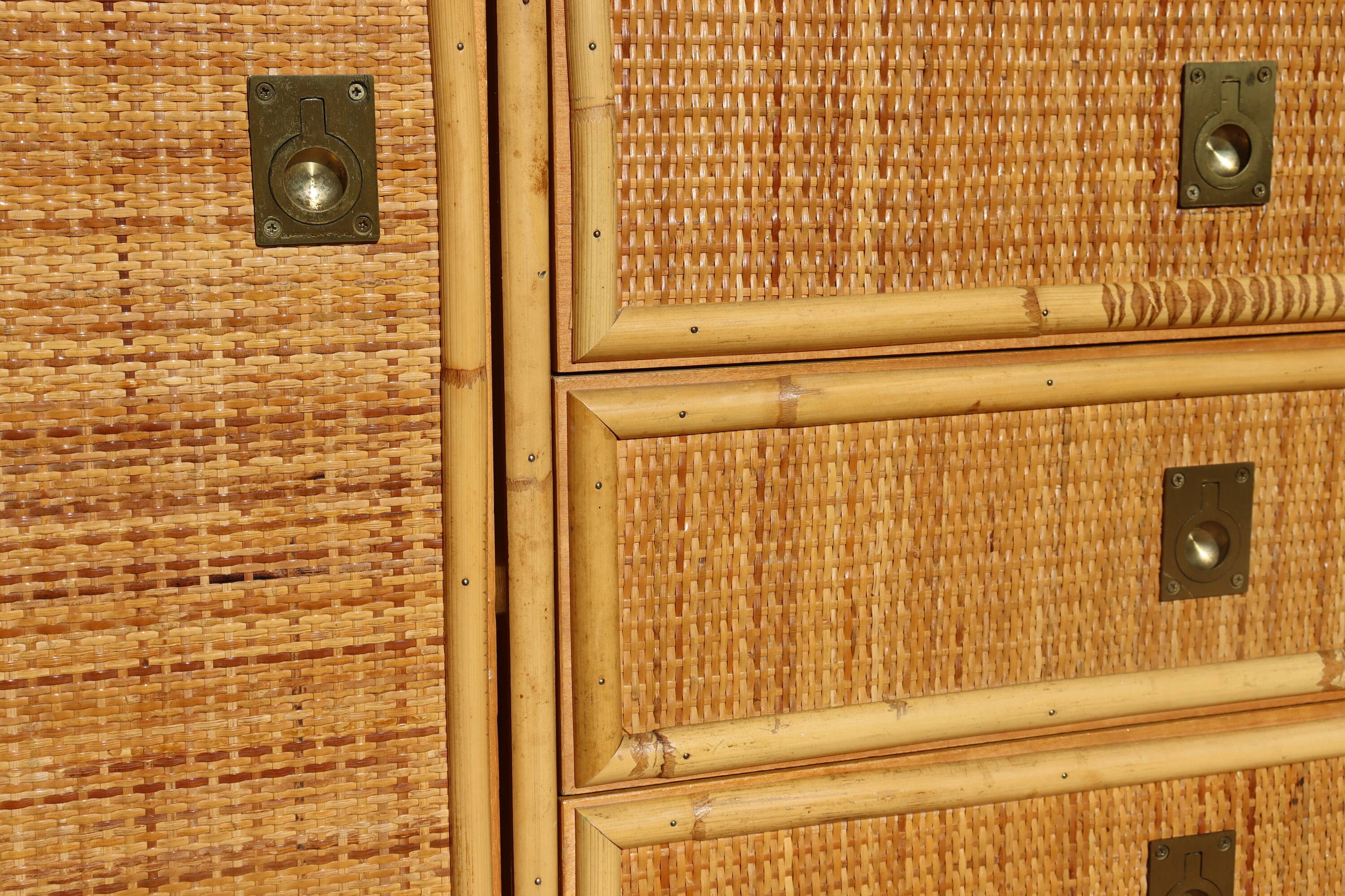 rattan and bamboo sideboard signed by Dal Vera Italy 1960