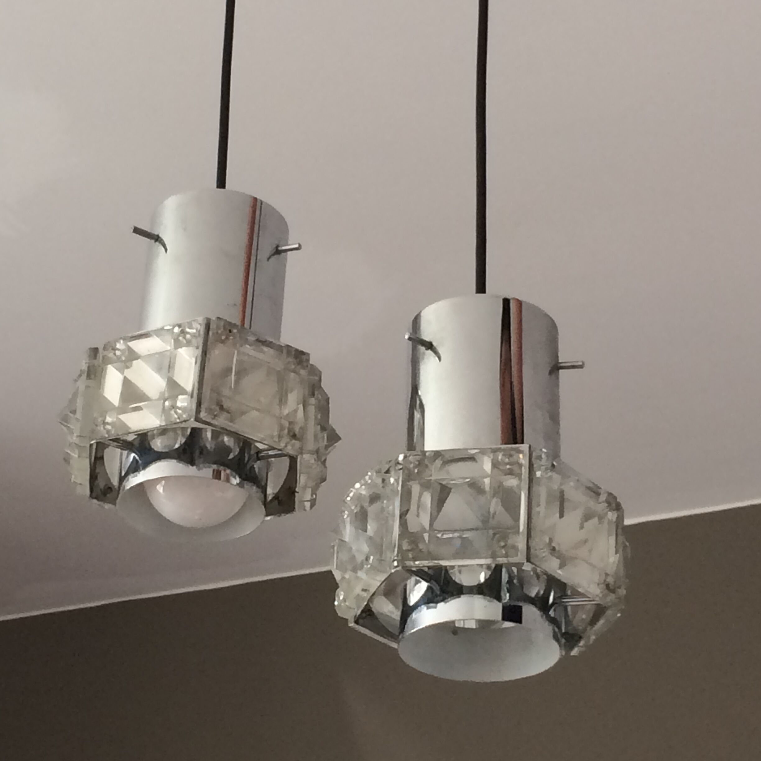 Pair of vintage hanging lamps 1970
