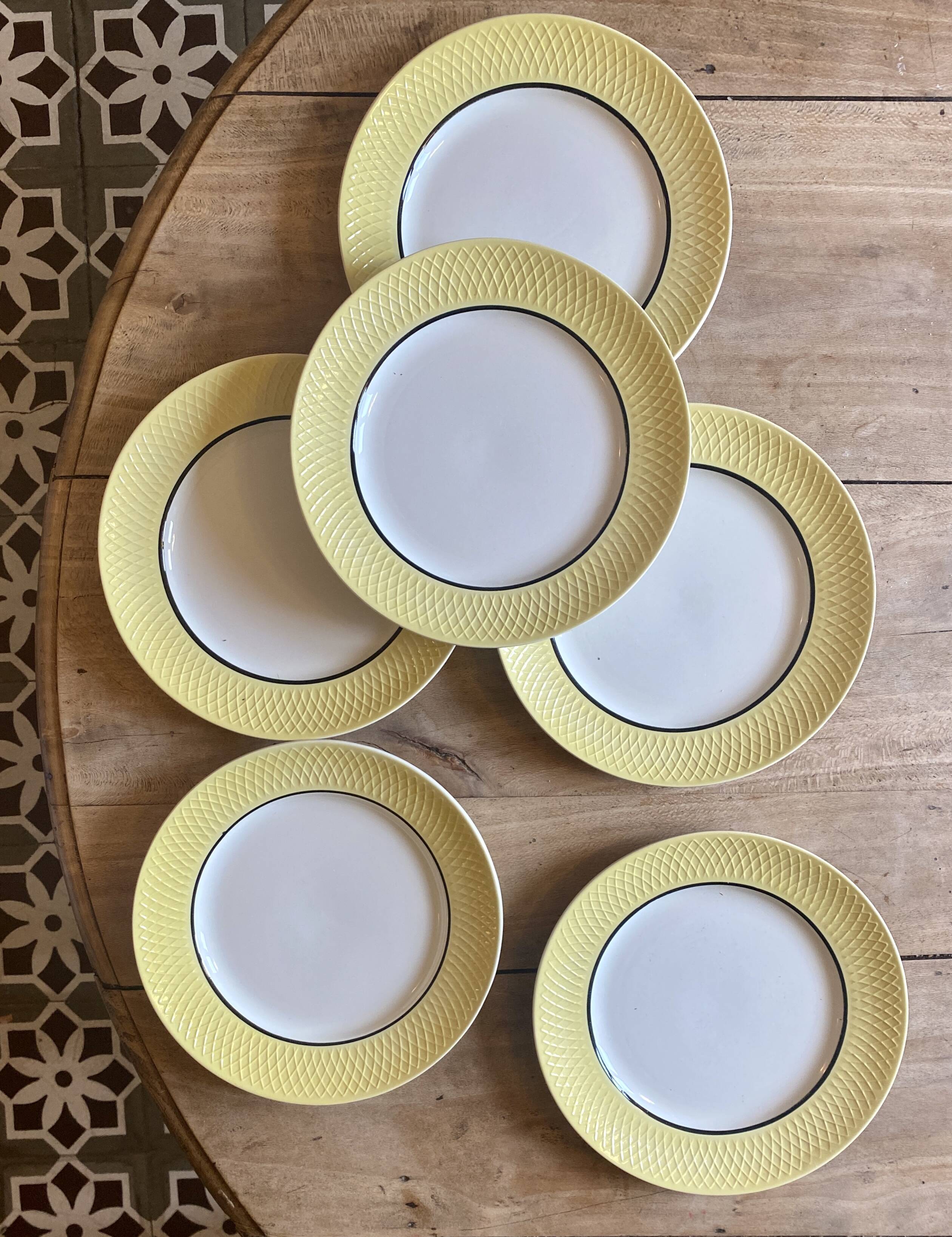 Set of 6 vintage flat plates Moulin des Loups