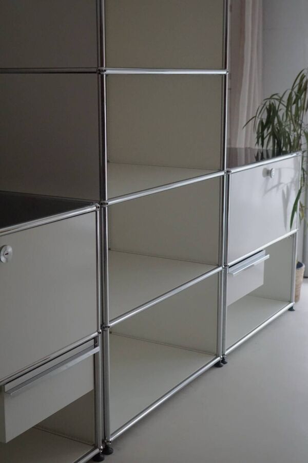 Lot 3 meubles design : usm haller blanc : 1 colonne 2 modules