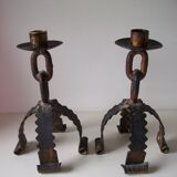 Pair of metal candlesticks