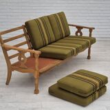1970s, Danish 3 seater sofa, original condition, furniture wool, solid oak wood.