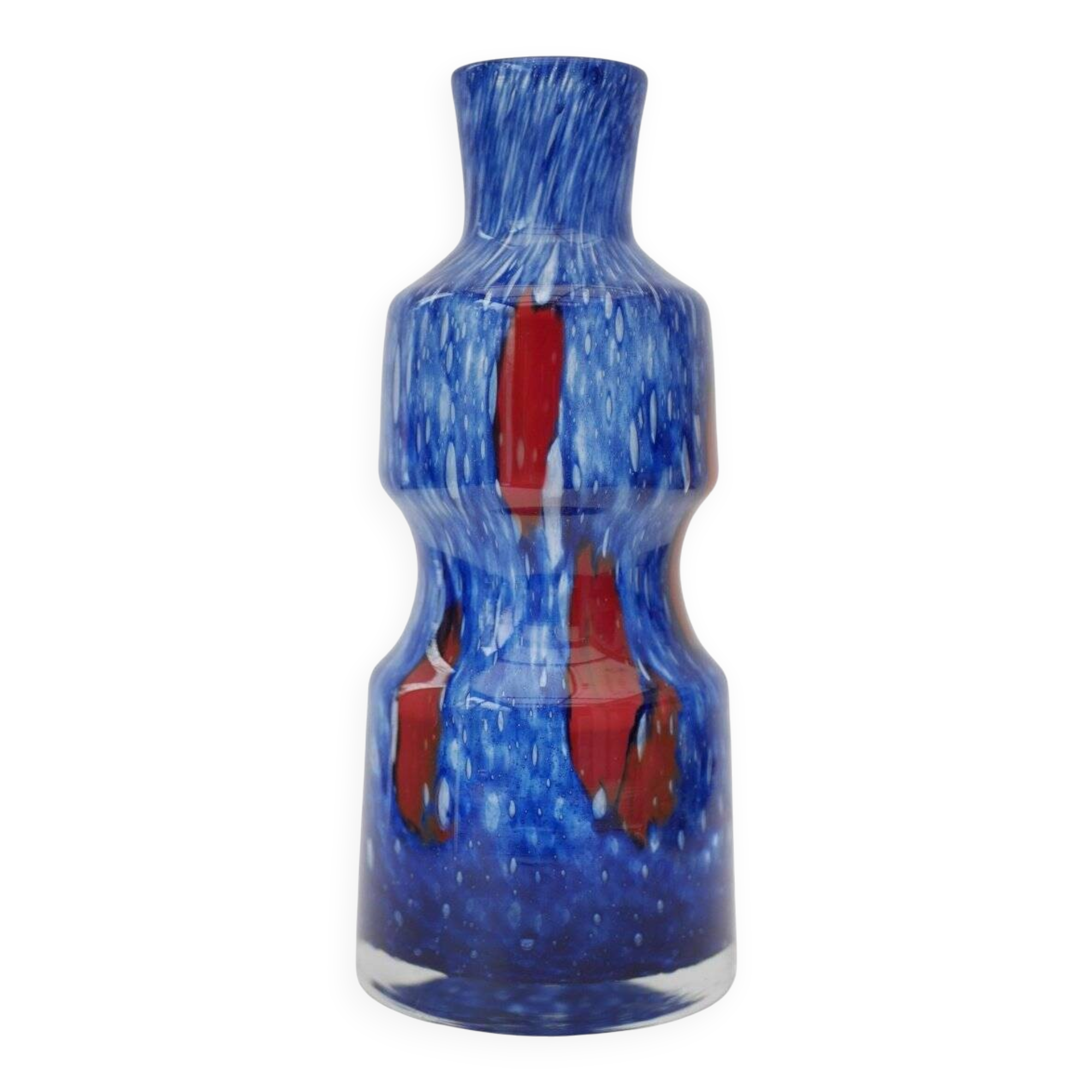 Blue glass art vase from Prachen Glass Works