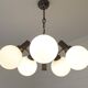 Vintage Wooden Rustic Sputnik / Copper Hanging Lamp /  Chandelier 1970's