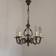 Elegant French Antique Bronze 5 Light 3 Sided Cage Style Chandelier