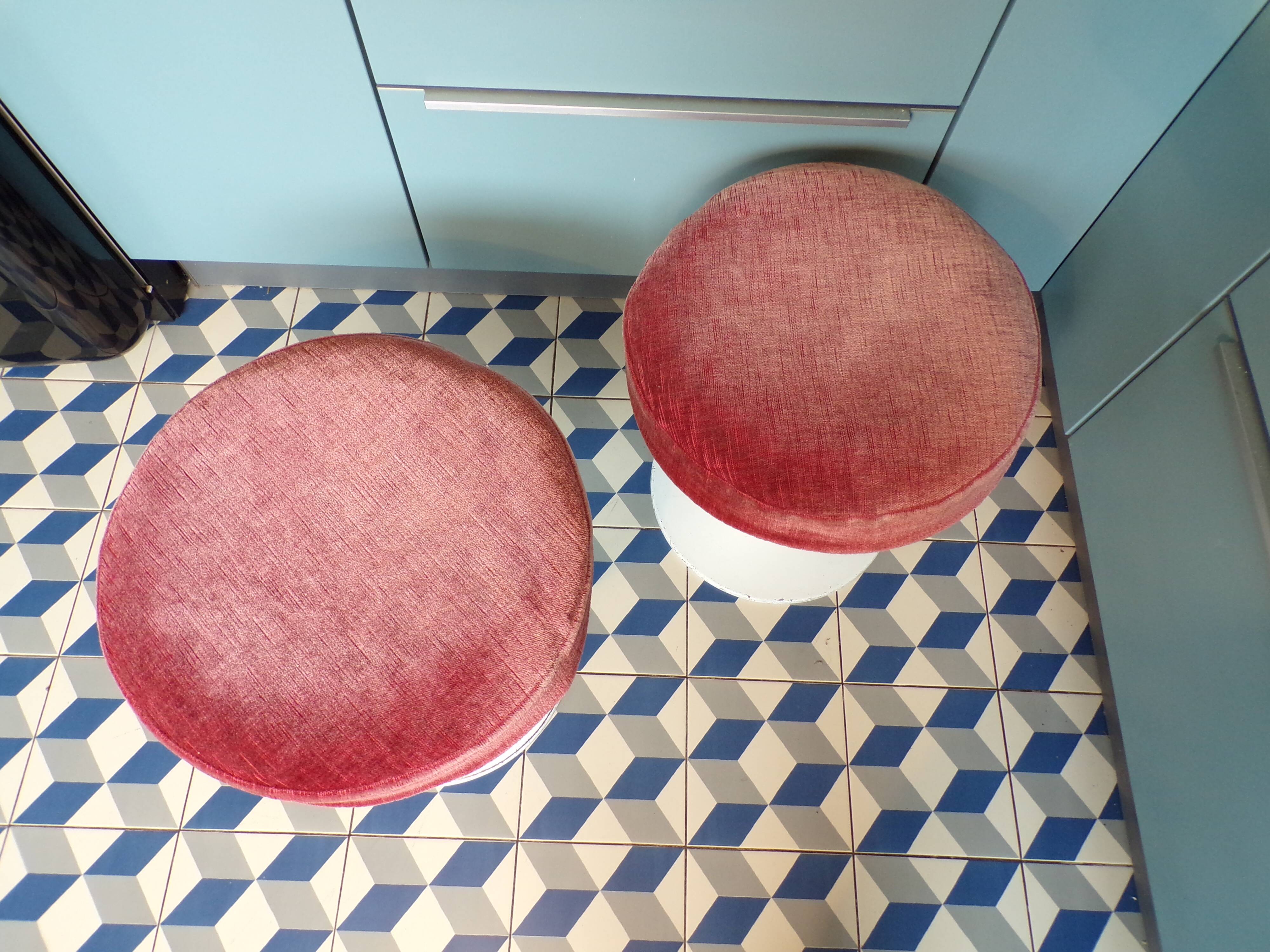 Paire de tabourets 1970 pied tulipe