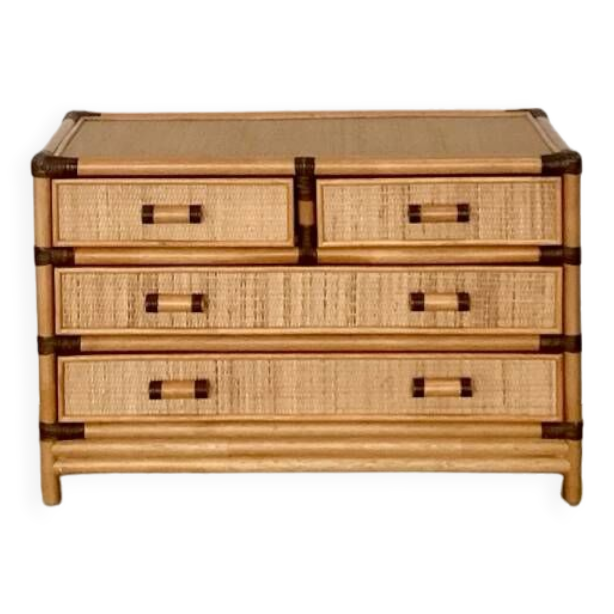 Smal drawer cabinet bamboo ratan 1970