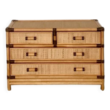 Smal drawer cabinet bamboo ratan 1970