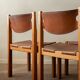 Brutalist Elm and Leather Dining Chairs by Maison Regain, 1970s, Set of 4