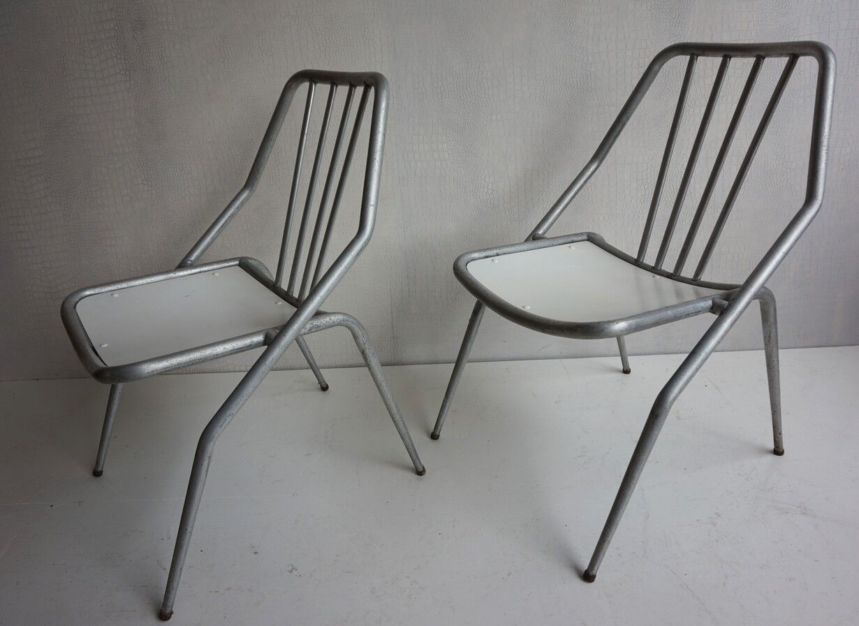Italian Aluminum Garden Chairs from Industrie Conti Cornuda, 1940s, Set of 2