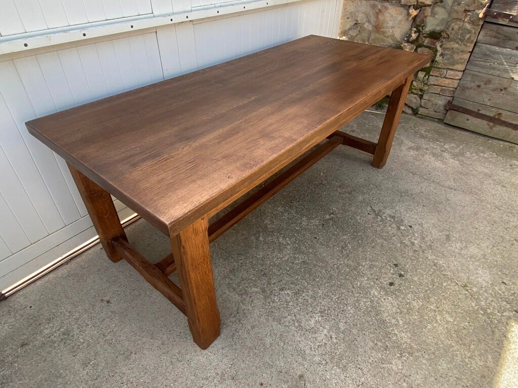 Farmhouse dining table in solid oak 1980