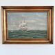 Vintage original seascape oil painting, signed coastal landscape