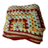 plaid - couverture au crochet granny couleurs vintage 138 x 110 cm