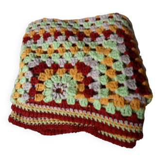 plaid - granny crochet blanket vintage colors 138 x 110 cm
