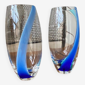 Duo de vases en verre soufflé