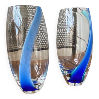 Duo de vases en verre soufflé