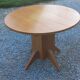 1950s round oak table, 2 heights, central quadripod leg