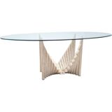 Vintage sculptural travertine table, italy 1970s