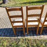 Set of 6 wooden chairs with floral fabric