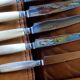 Box of 12 table knives goldsmith Apple handle horn and silver metal