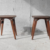 Pair of solid wooden stool - 1950
