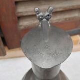 Old ewer in tin, many hallmarks - crowned eagle and others