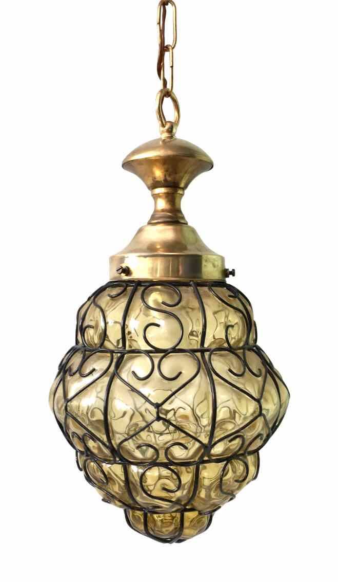 Amber Venetian lantern pendant light