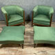 Pair of art nouveau period armchairs in natural wood with footrests