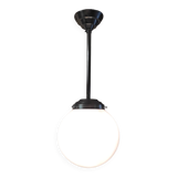 Bauhaus style suspension in aluminium and opaline, diameter 25 cm - mid 20th century.