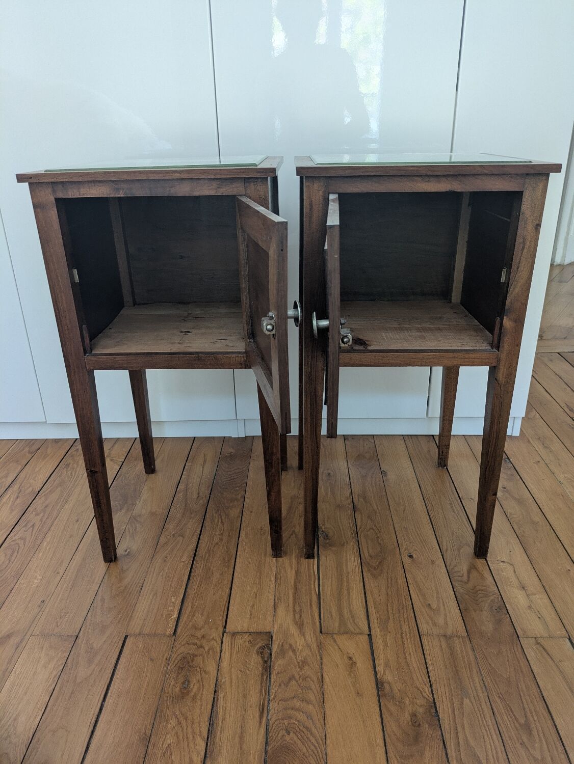 Pair of mirrored bedside tables