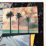 Richard Frank 'Palm's Parade' Painting, Oil On Canvas 1980s Miami Palm Tree Postmodern Art